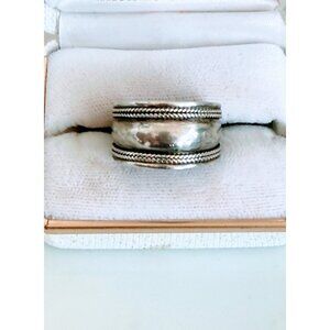 Vintage 90's Wide Band Bali Style 925 sterling silver Dome Ring Size 8.25